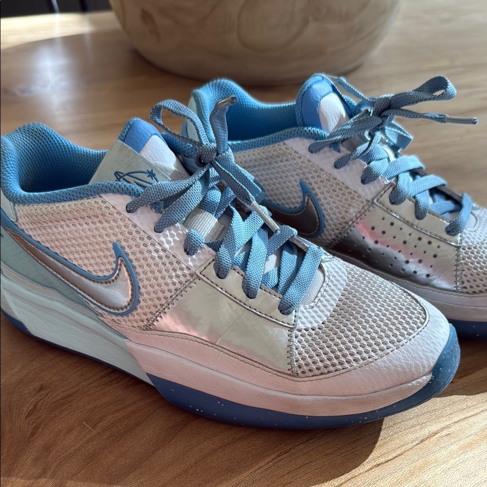 Blue and White Boys JA1 Basketball Shoes